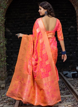 Rose Pink Weaving Designer Traditional Saree
