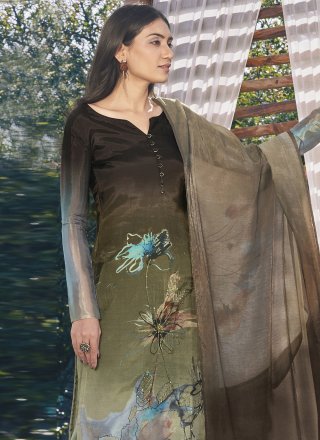 Satin Green Designer Pakistani Suit