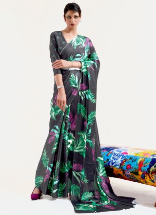 Satin Print Multi Colour Printed Saree