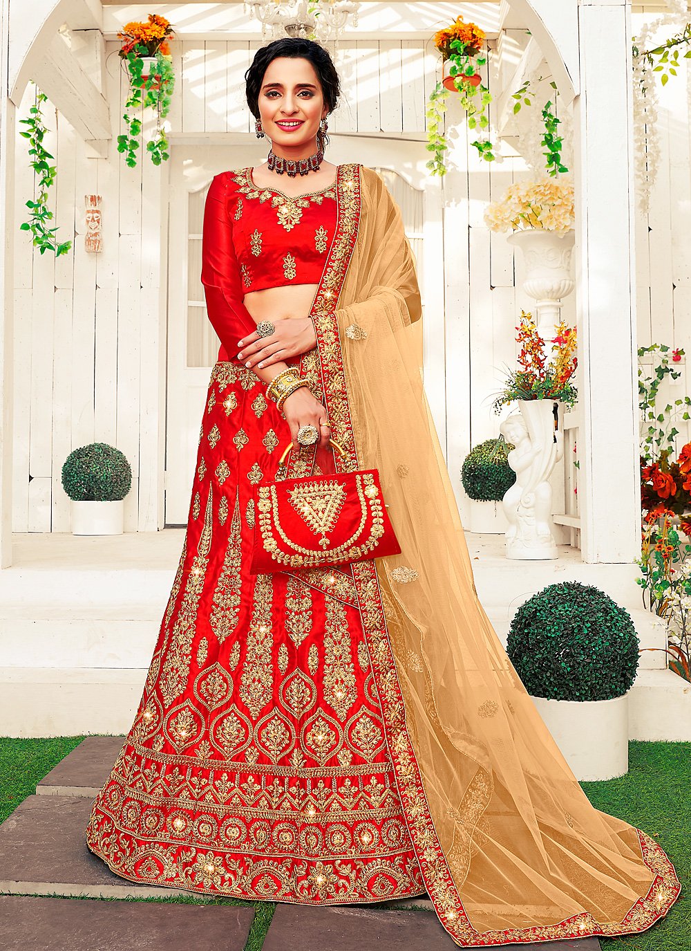 Timeless Appeal: Light Red Latest Design Lehenga with Elegant Cutwork and  Double Border – Zaribari