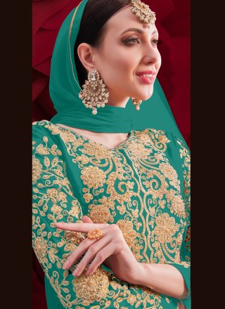 Sea Green Embroidered Anarkali Suit
