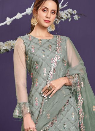 Sea Green Embroidered Ceremonial Designer Pakistani Suit