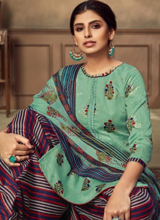 Sea Green Fancy Fabric Designer Patiala Suit