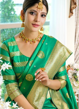 Sea Green Weaving Traditional Designer Saree