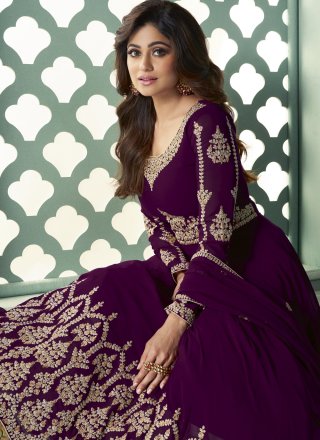 Shamita Shetty Faux Georgette Resham Designer Suit