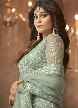 Shamita Shetty Green Floor Length Anarkali Suit