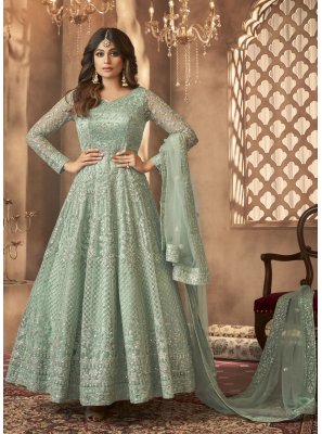 Shamita Shetty Green Floor Length Anarkali Suit
