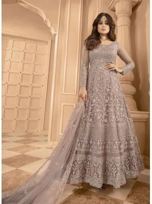 Shamita Shetty Lavender Floor Length Anarkali Suit
