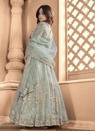 Shamita Shetty Net Resham Floor Length Anarkali Suit