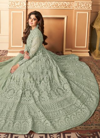 Shamita Shetty Net Wedding Designer Floor Length Salwar Suit
