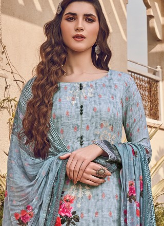 Silk Blue Designer Pakistani Suit