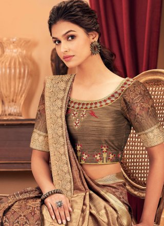 Silk Brown Designer Traditional Saree