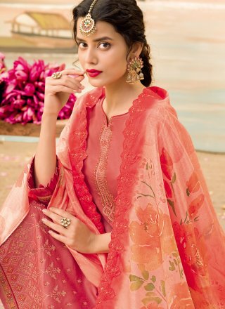 Silk Designer Pakistani Suit in Pink