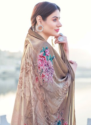 Silk Designer Palazzo Salwar Suit in Brown