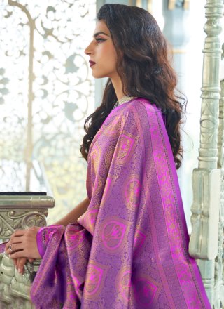 Silk Designer Traditional Saree in Purple