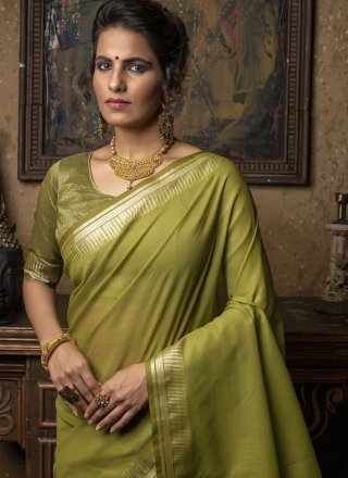 Silk Fancy Green Trendy Saree
