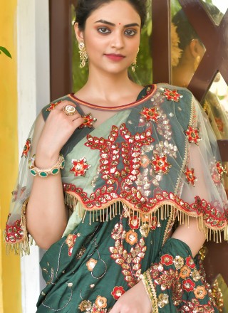 Silk Green Sequins Designer Traditional Saree