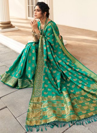 Silk Green Woven Designer Traditional Saree
