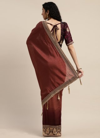 Silk Maroon Embroidered Traditional Designer Saree