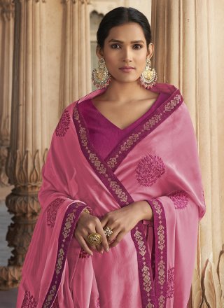 Silk Pink Traditional Saree