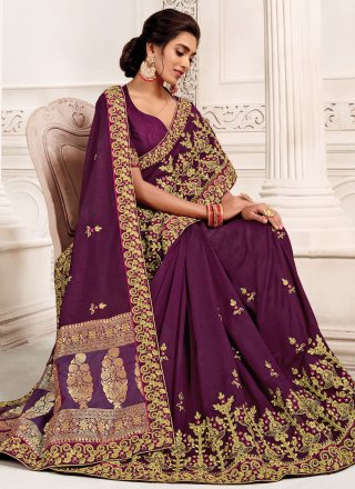 Silk Purple Designer Saree