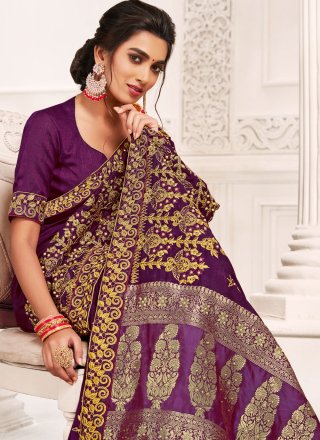 Silk Purple Designer Saree