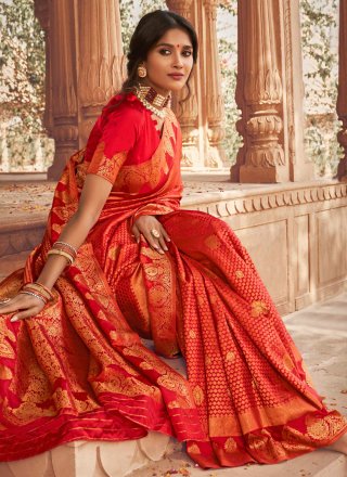 Silk Red Fancy Traditional Designer Saree