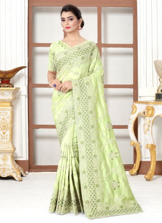 Silk Resham Designer Traditional Saree in Green
