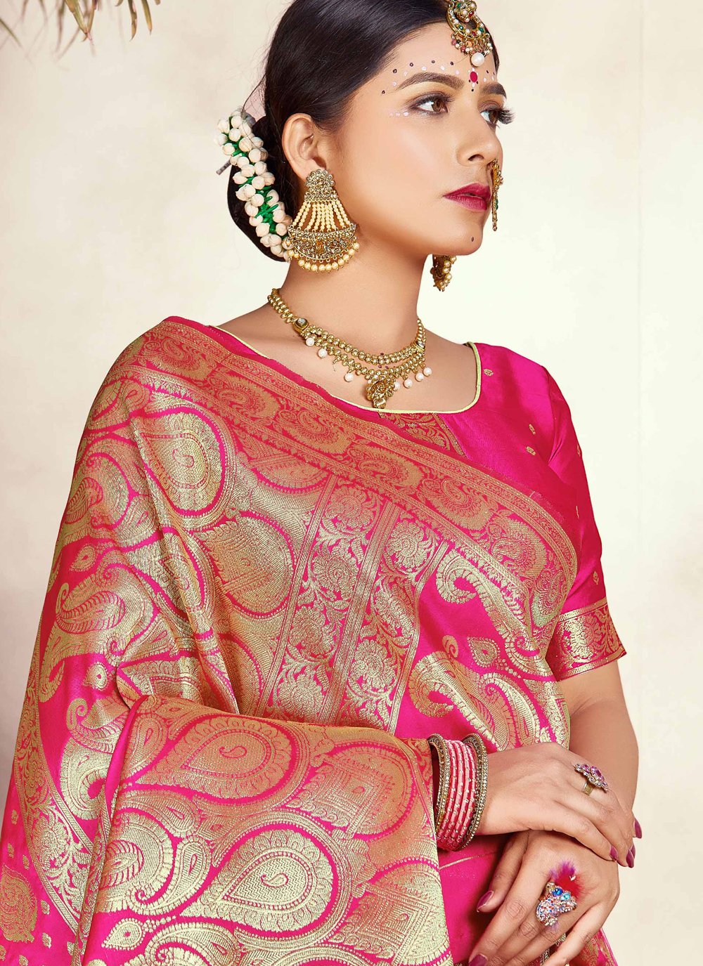 Shop Online Silk Traditional Designer Saree in Pink : 181459