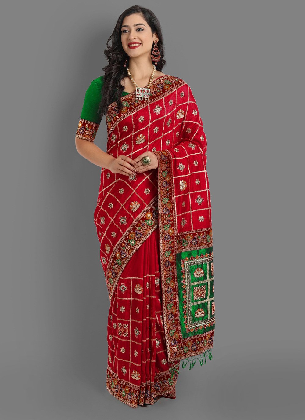 Silk Traditional Saree in Red