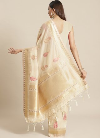 Silk Weaving Beige Designer Traditional Saree