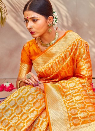 Silk Weaving Designer Traditional Saree in Yellow