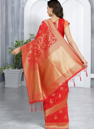 Silk Weaving Red Traditional Designer Saree