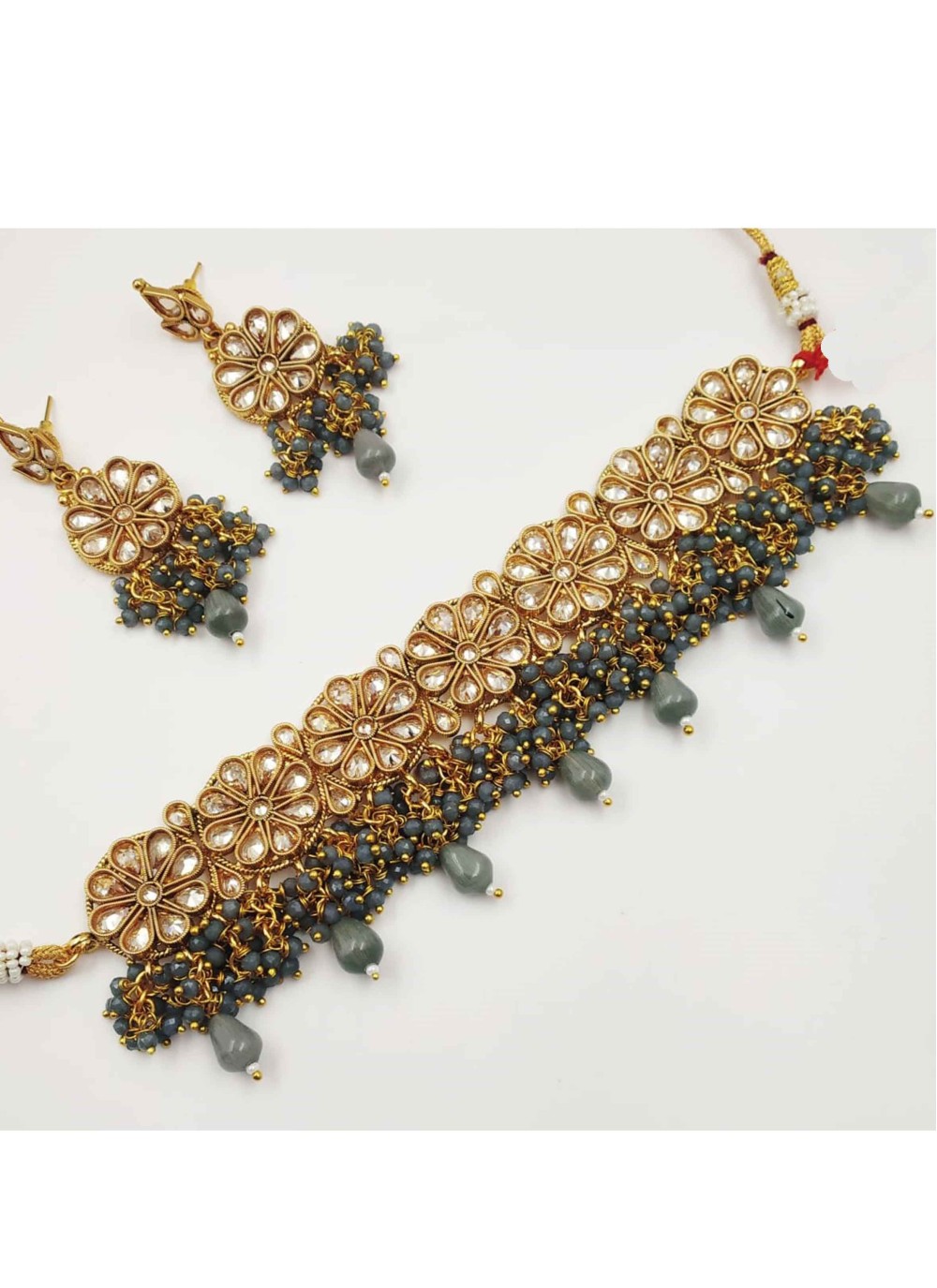 Stone Work Gold Necklace Set