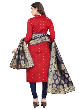 Tafeta Silk Churidar Designer Suit in Red