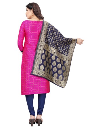 Tafeta Silk Churidar Salwar Suit in Hot Pink