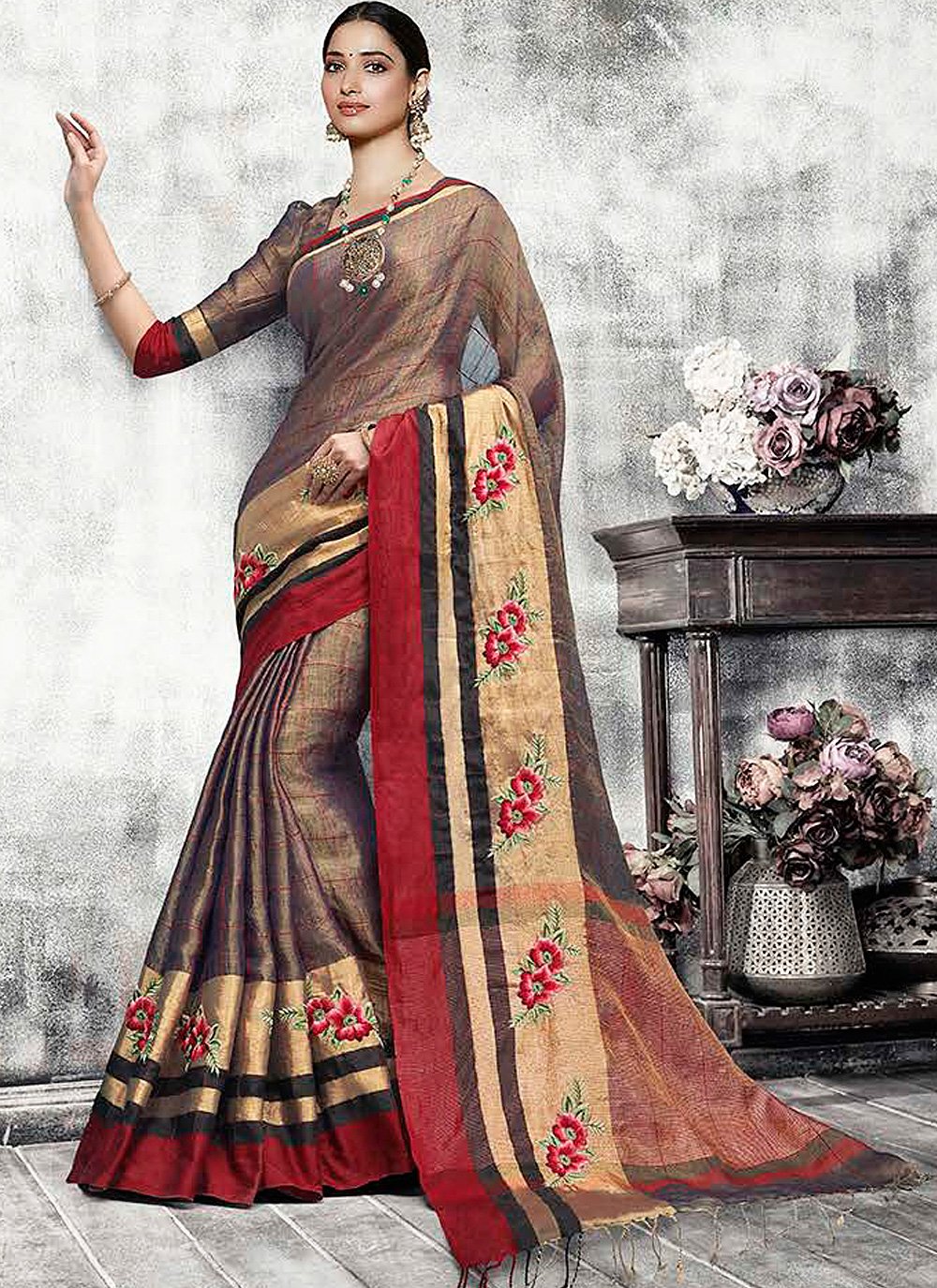 Tamannaah Bhatia Brown Fancy Traditional Designer Saree