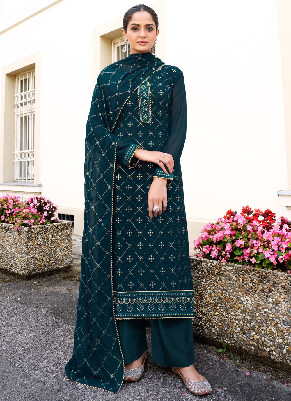 Teal Festival Designer Pakistani Suit