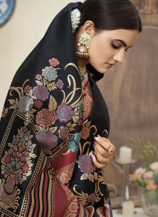 Traditional Designer Saree Weaving Art Silk in Black