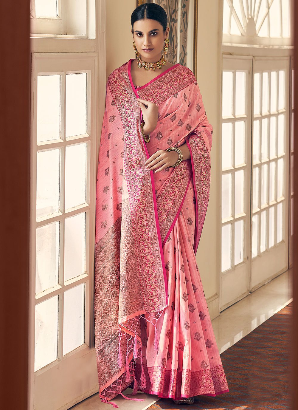 Premium Tussar Banarasi Silk Saree | Silk sarees, Saree, Blouse piece
