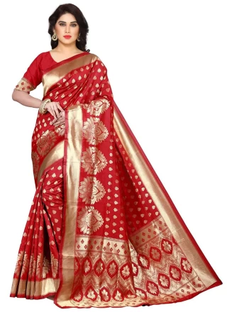 Uppada Silk Designer Saree in Red