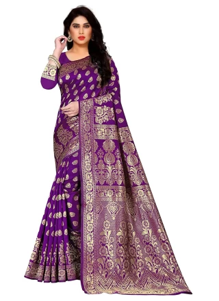 Uppada Silk Weaving Purple Classic Saree