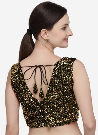 Velvet Gold Sequins Designer Blouse