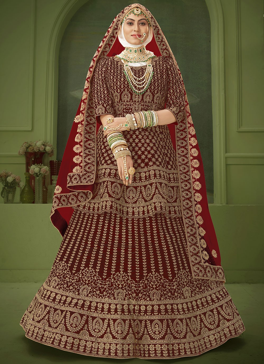 Semi-Stitched Half Sleeves Majestic Maroon Velvet Lehenga Choli at Rs 6995  in Surat