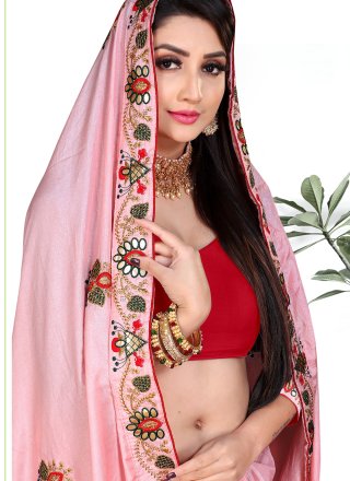 Vichitra Silk Pink Classic Designer Saree