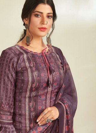 Violet Digital Print Designer Pakistani Suit