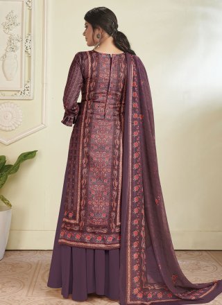 Violet Digital Print Designer Pakistani Suit
