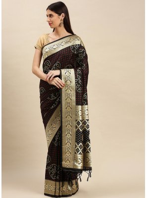 Weaving Black Banarasi Silk Designer Traditional Saree