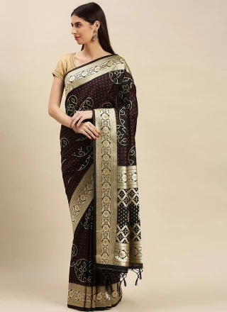 Weaving Black Banarasi Silk Designer Traditional Saree