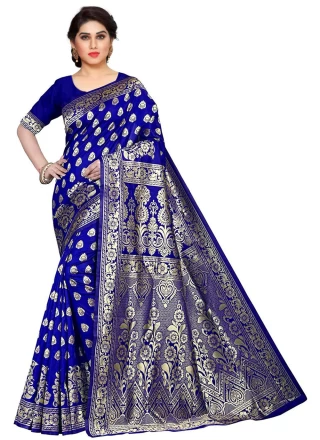 Weaving Blue Uppada Silk Contemporary Saree